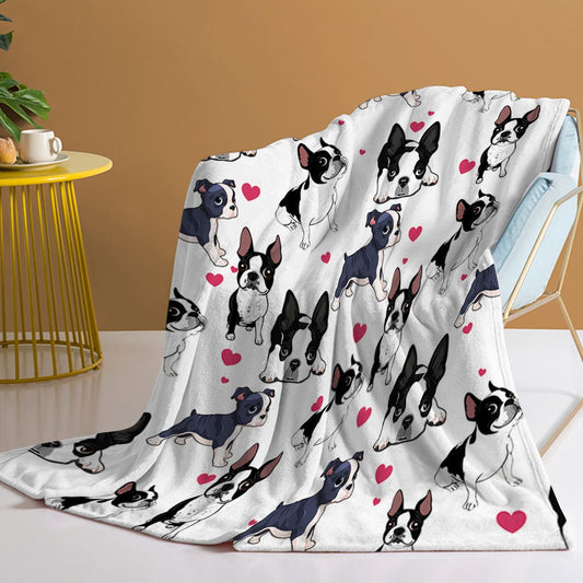 1pc Cute dog Printed Flannel Blanket - Soft, Warm, And Lightweight Throw For Couch, Sofa, Office, Bed, Camping, And Travel - Multi-Purpose Gift For All Seasons With Versatile Design