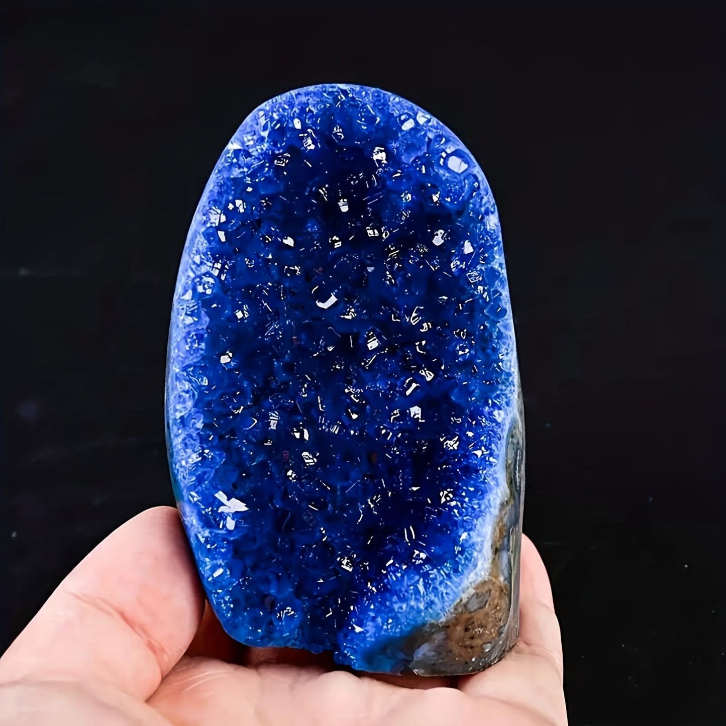 1pc Elegant Blue Crystal Cluster, Artificial Vertical Quartz Crystal Cluster Decoration, High-end Living Room and Office Decoration, Handicraft Collection, Cathedral Mystery Stone - Unique Gift Idea
