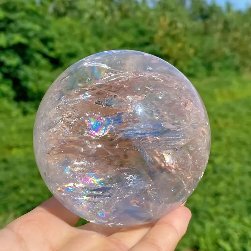1pc Large White Quartz Crystal Ball - Clear Sphere with Natural Inclusions, for Home Decor, Spiritual Meditation, Feng Shui, Photography, Witchcraft, Christmas, Easter, Crystal Decorations