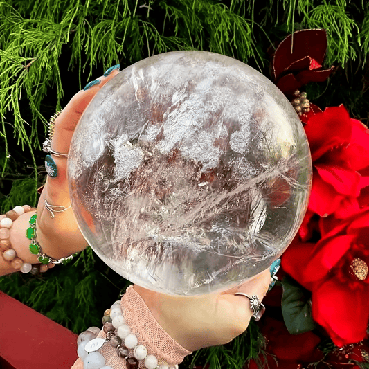 1pc Large White Quartz Crystal Ball - Clear Sphere with Natural Inclusions, for Home Decor, Spiritual Meditation, Feng Shui, Photography, Witchcraft, Christmas, Easter, Crystal Decorations