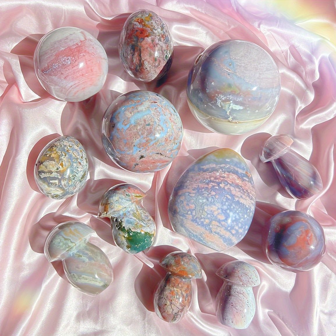 1pc Ocean Jasper Sphere - Polished Unique Patterned Ornament, Nautical Theme Decor for Living Room Shelf, Desktop Display, Crystal for Collection, Unique Gift Idea For Home, Office