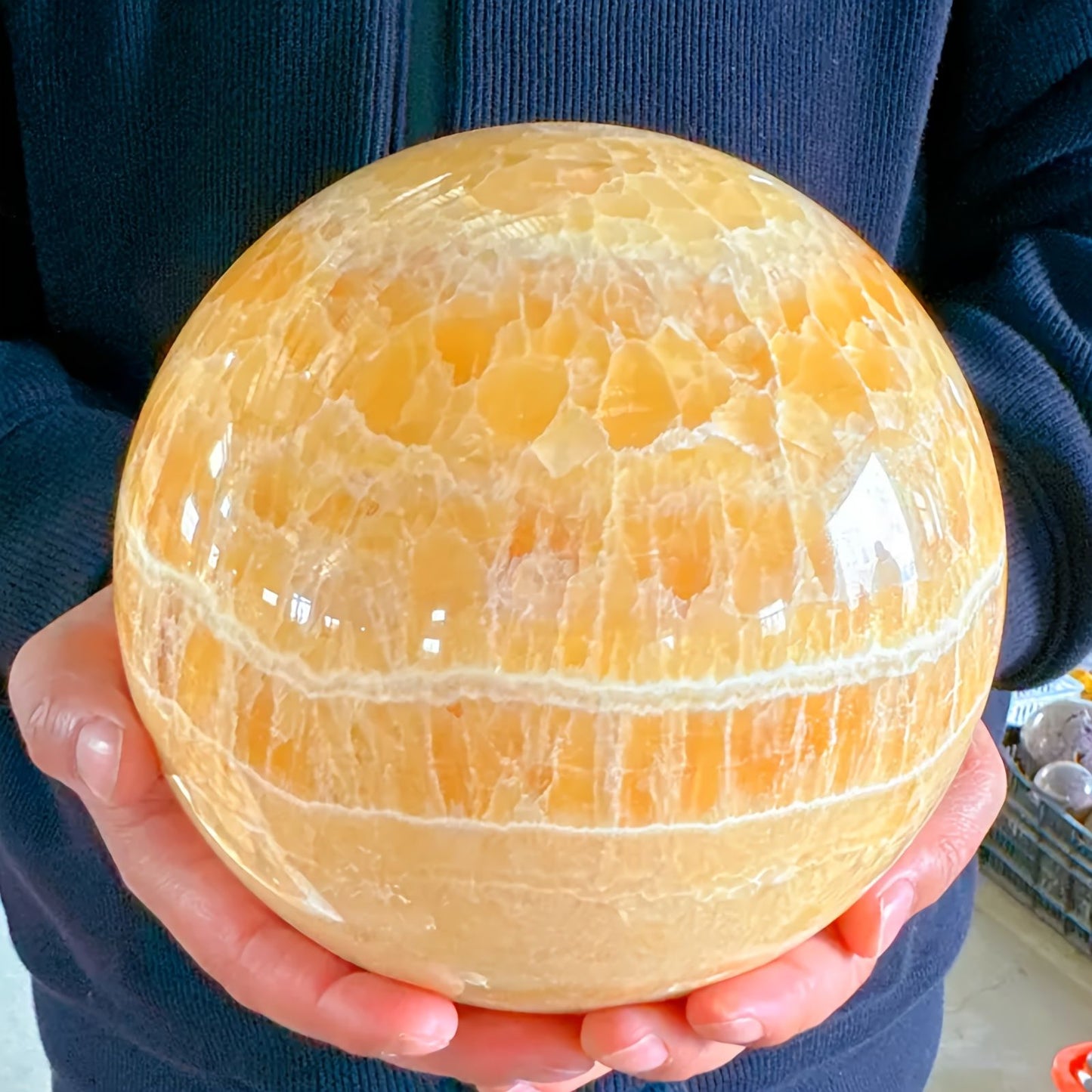1pc Orange Calcite Crystal Ball, Yellow Calcite Sphere, Accessories suitable for banquets and tables - are a good choice for gifts to elders, relatives and friends during festivals