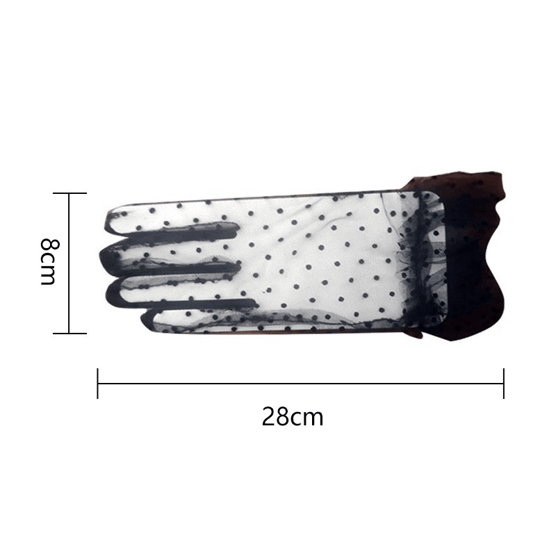 1pc Sexy Transparentes Dot Print Black White Mesh Tulle GloveSpring Summer Thin Short Glove Club Prom Party Dancing Dress Glove