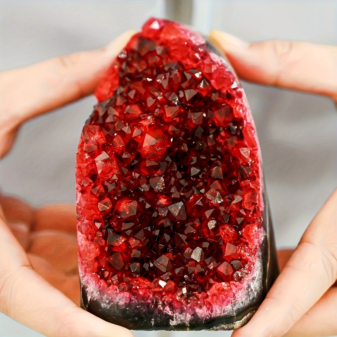 1pc Stunning Claret Geode Cluster - Sparkling Crystal Decoration, Elegant Rough Stone For Home And Office, Unique Geological Gift Idea, Home Decor Embellishment | Crystal Cluster,