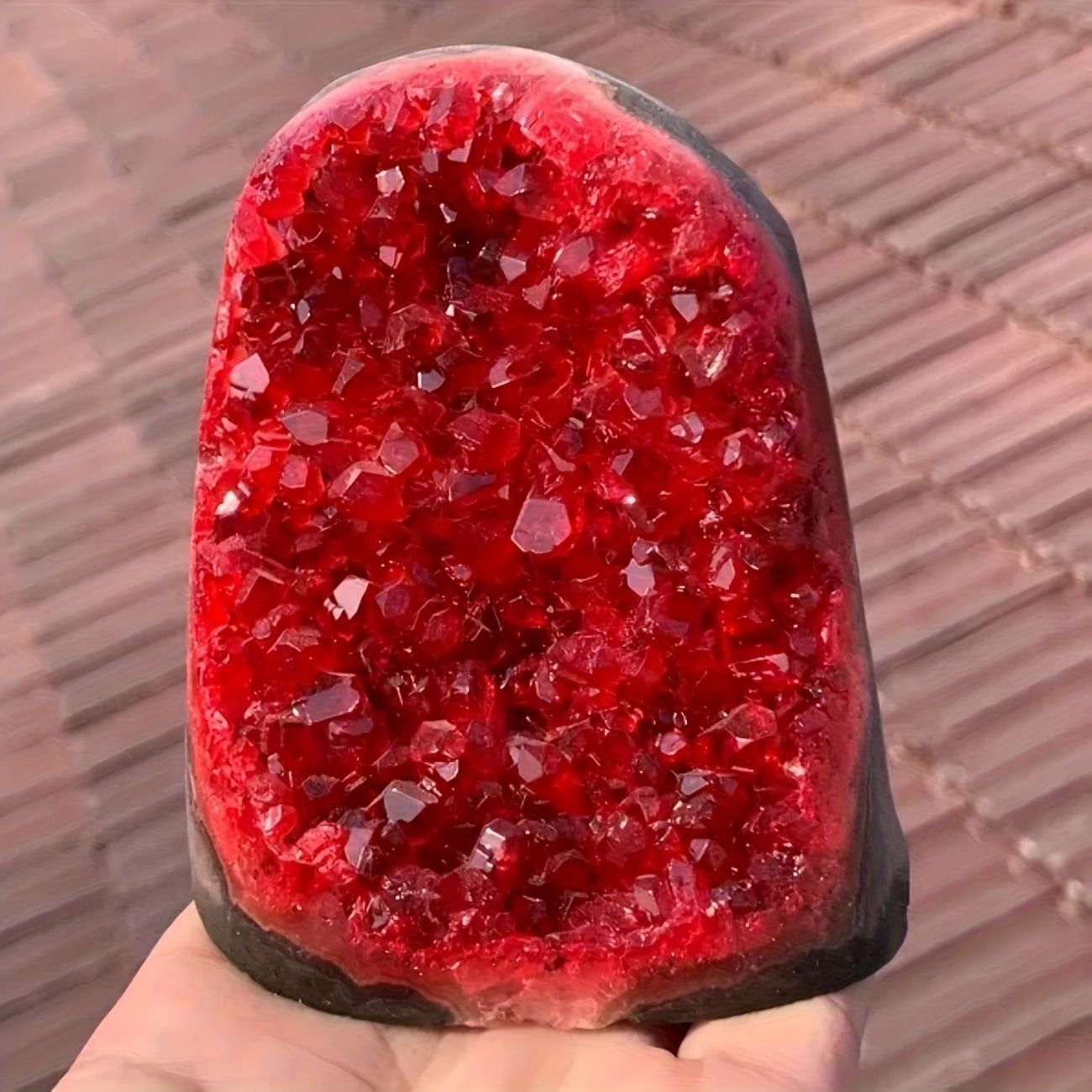 1pc Stunning Claret Geode Cluster - Sparkling Crystal Decoration, Elegant Rough Stone For Home And Office, Unique Geological Gift Idea, Home Decor Embellishment | Crystal Cluster,