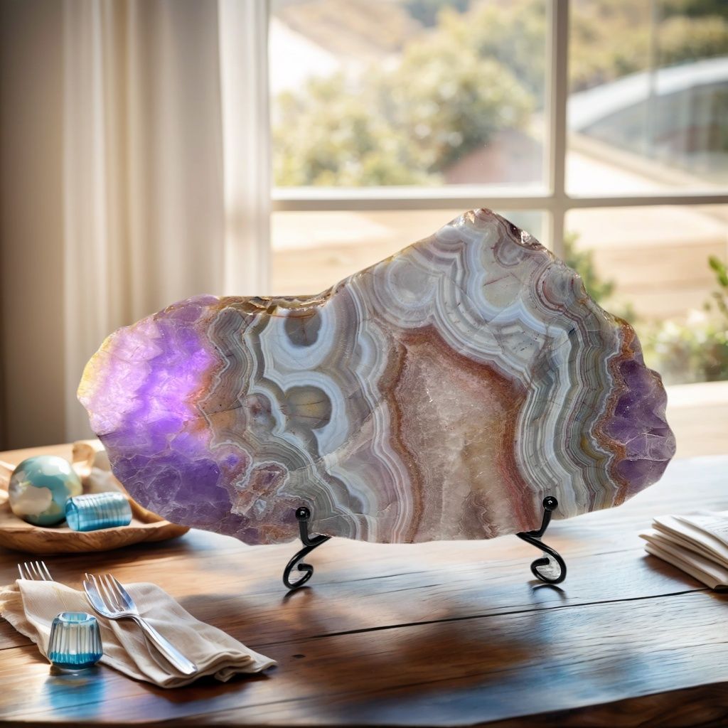 1pc Unique Amethyst Agate Slice - Home & Office Desktop Decoration, Crystal Collection, Perfect Gift for Crystal Lovers, Ideal for Home Decor and Gifting