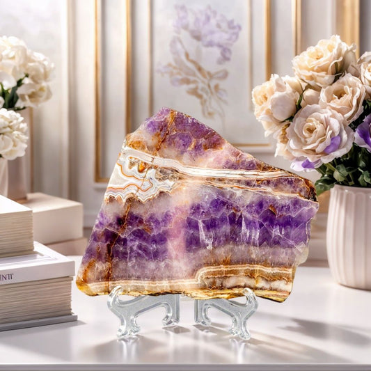 1pc Unique Amethyst Agate Slice - Home & Office Desktop Decoration, Crystal Collection, Perfect Gift for Crystal Lovers, Ideal for Home Decor and Gifting