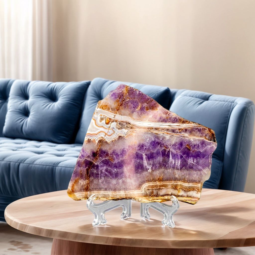 1pc Unique Amethyst Agate Slice - Home & Office Desktop Decoration, Crystal Collection, Perfect Gift for Crystal Lovers, Ideal for Home Decor and Gifting