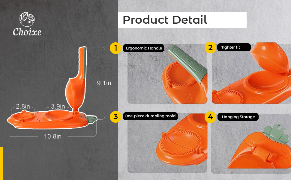 2-in-1 Manual Dough Press and Dumpling Maker - Premium Empanada, Pastry, Pierogi, and Ravioli Press Mold, Easy Kitchen Baking Tool for Fast Handmade Pocket Pies and Turnovers