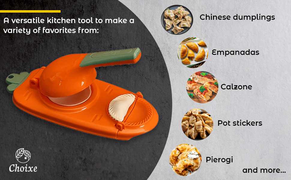 2-in-1 Manual Dough Press and Dumpling Maker - Premium Empanada, Pastry, Pierogi, and Ravioli Press Mold, Easy Kitchen Baking Tool for Fast Handmade Pocket Pies and Turnovers
