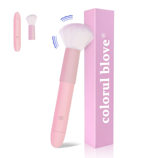 2-in-1 Massager and Makeup Brush Tool, 10 Vibration Modes Stimulator, Detachable Brush Head, Rechargeable Personal Massager, Waterproof Rinse-Friendly, Gift for Female Friends, Hand-Friendly Silent