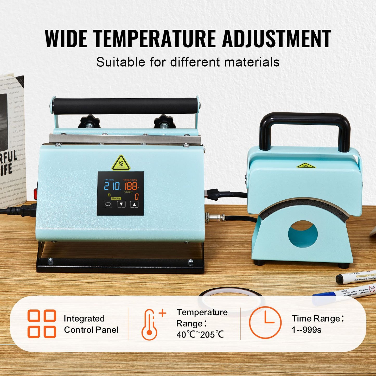 2 in 1 Tumbler and Hat Heat Press Machine, Mini Hat Heat Press for Caps and Hats, Tumbler Heat Press for 11-30oz Sublimation Tumblers and Mugs, Temperature and Time Control, Green