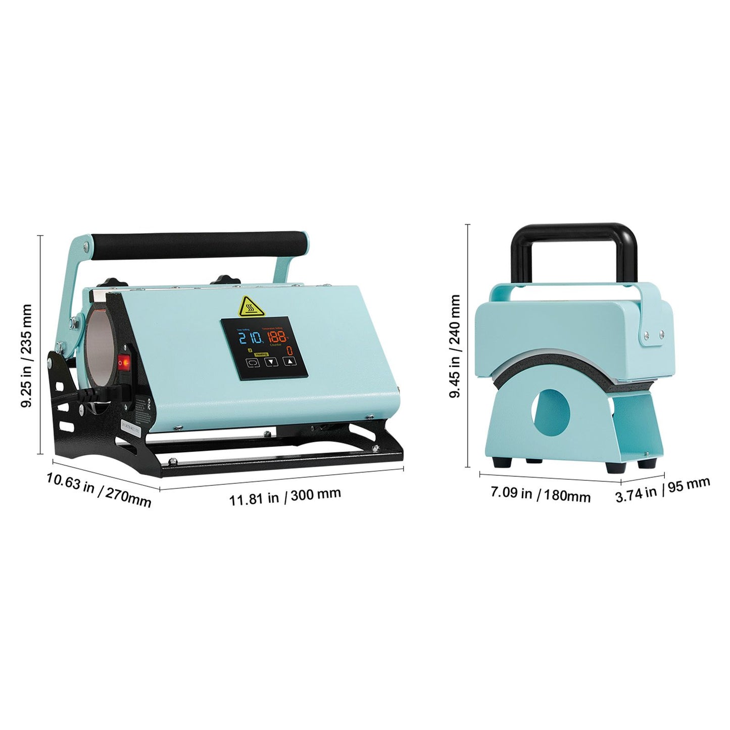 2 in 1 Tumbler and Hat Heat Press Machine, Mini Hat Heat Press for Caps and Hats, Tumbler Heat Press for 11-30oz Sublimation Tumblers and Mugs, Temperature and Time Control, Green