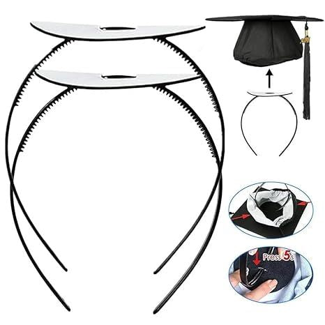 2 Pack Graduation Cap Headband Firm Anti-Fall Grad Headband Insertnb Secures Your Graduation Cap