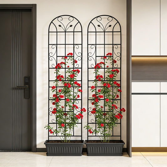 2 Pack Metal Garden Trellis 86.7" x 19.7" Rustproof Trellis for Climbing Plants Outdoor Flower Support Black