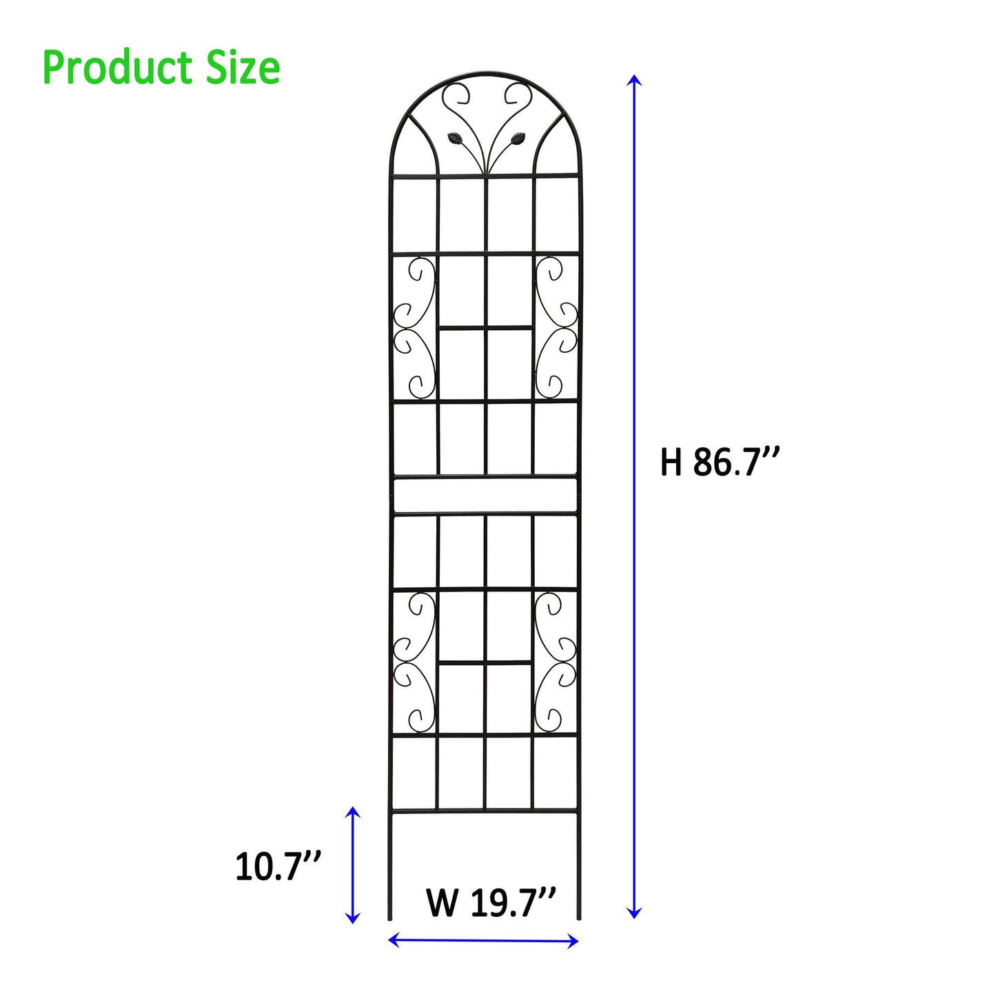 2 Pack Metal Garden Trellis 86.7" x 19.7" Rustproof Trellis for Climbing Plants Outdoor Flower Support Black