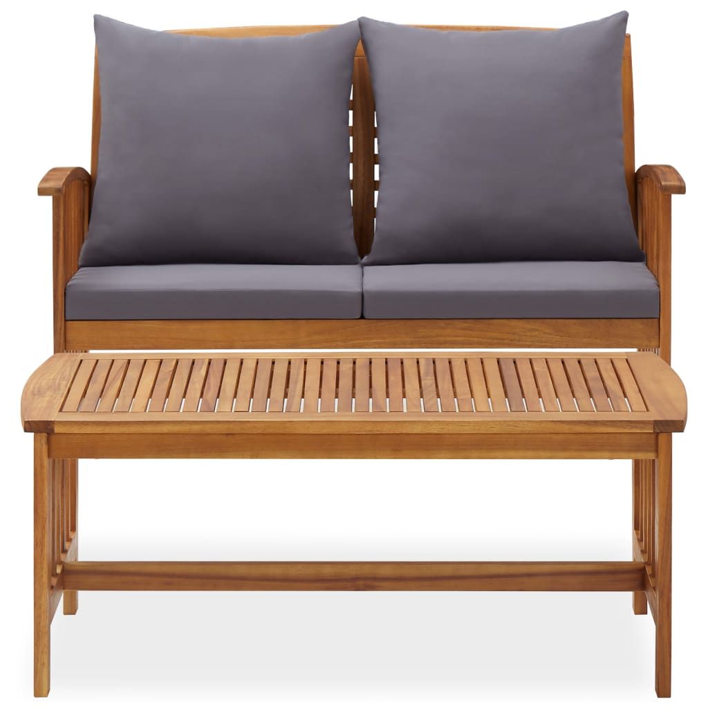 2 Piece Patio Lounge Set with Cushions Solid Acacia Wood