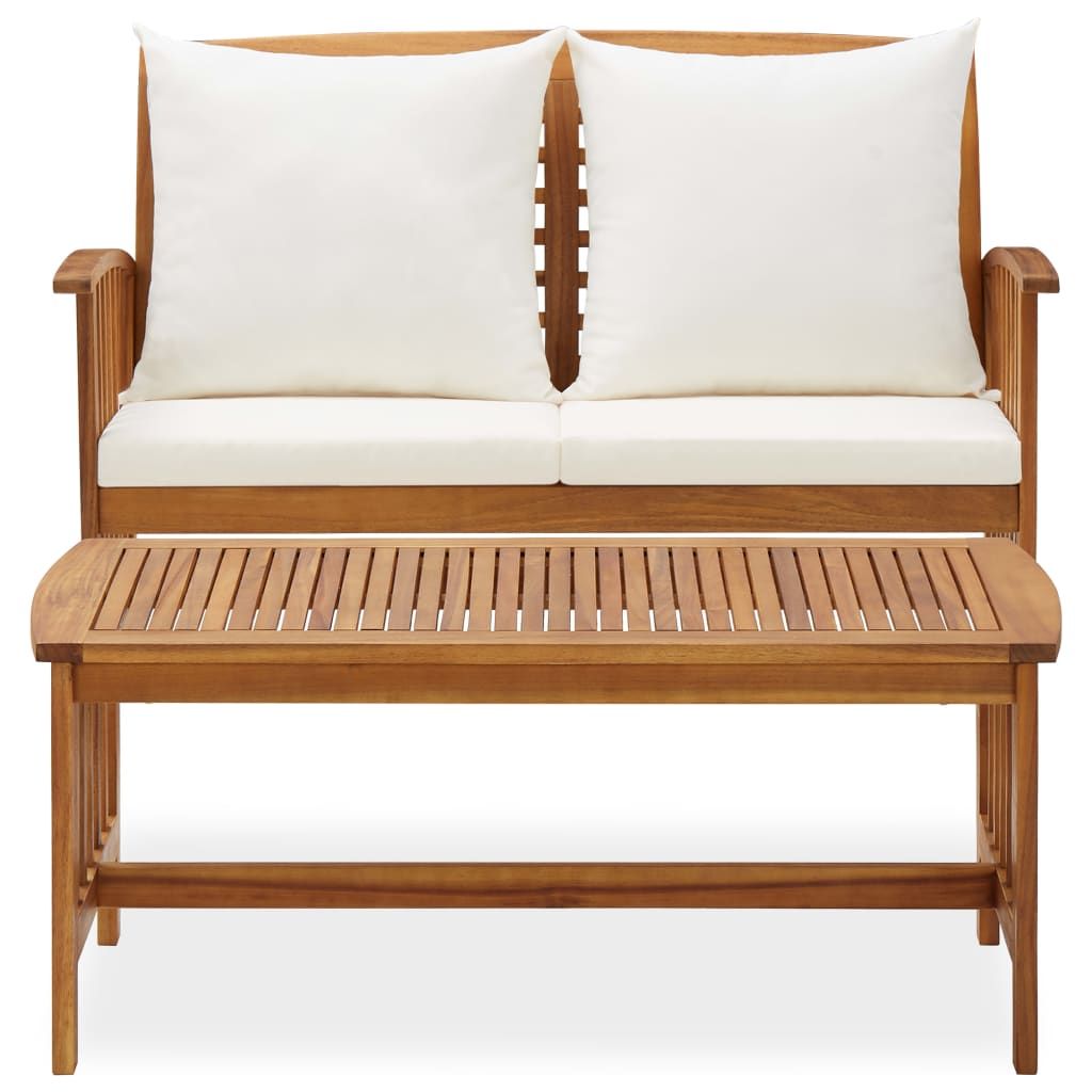2 Piece Patio Lounge Set with Cushions Solid Acacia Wood
