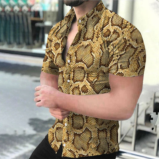 2022 Cross-border European and American new foreign trade men's casual shirts Hawaiian style short-sleeved 3D printing men's shirts
