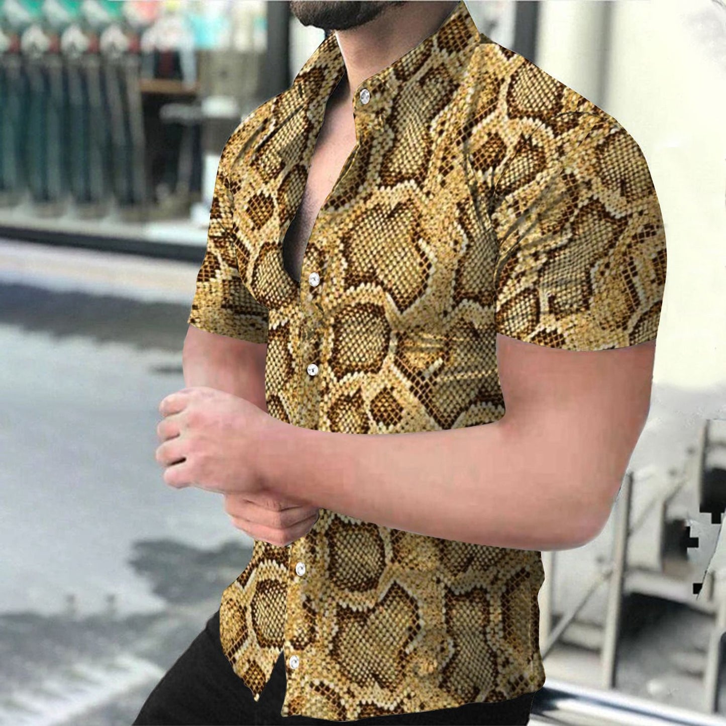 2022 Cross-border European and American new foreign trade men's casual shirts Hawaiian style short-sleeved 3D printing men's shirts