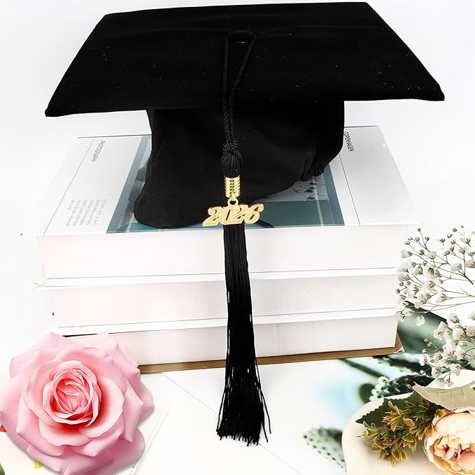 2026 Black Gradution Tassel with Golden Charm for Graduation Cap Hat Gown Headband Decorations Senior Class of 2026 Congrats Grad Party Favors Supplies Ceremonies Memorial Graduations Decor