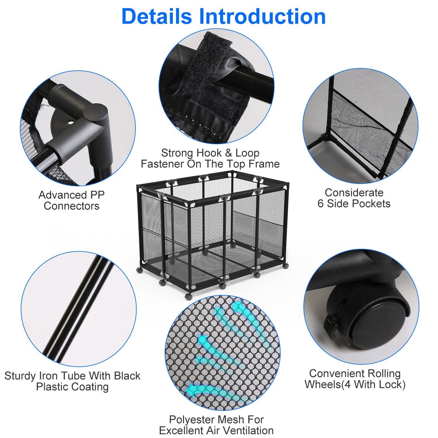 210 Gallon Pool Storage Bin Swimming Pool Noodles Holder 48.4x30.1x33.3in Float Organizer Rolling Mesh Storage Basket with Lockable Wheels