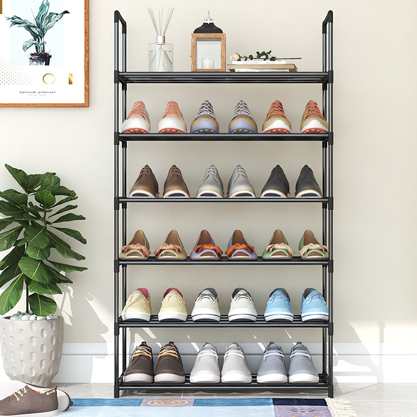 23.03x10.82x72.83in 10-Tier Shoe Rack - Heavy Duty Steel Frame, 66lbs Capacity, Adjustable Tiers for Boots/High Heels, Space-Saving Storage for Entryway/Closet, Easy Assembly No Tools Neede