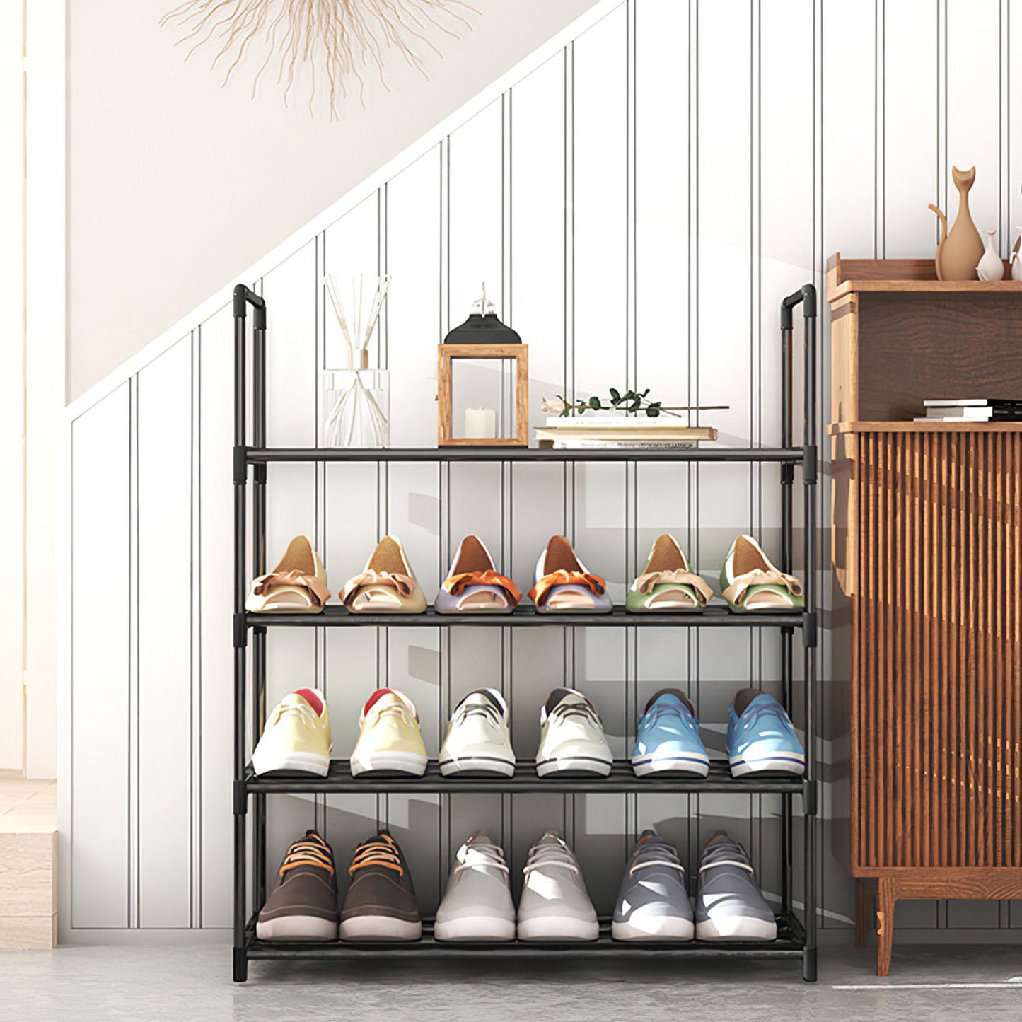 23.03x10.82x72.83in 10-Tier Shoe Rack - Heavy Duty Steel Frame, 66lbs Capacity, Adjustable Tiers for Boots/High Heels, Space-Saving Storage for Entryway/Closet, Easy Assembly No Tools Neede