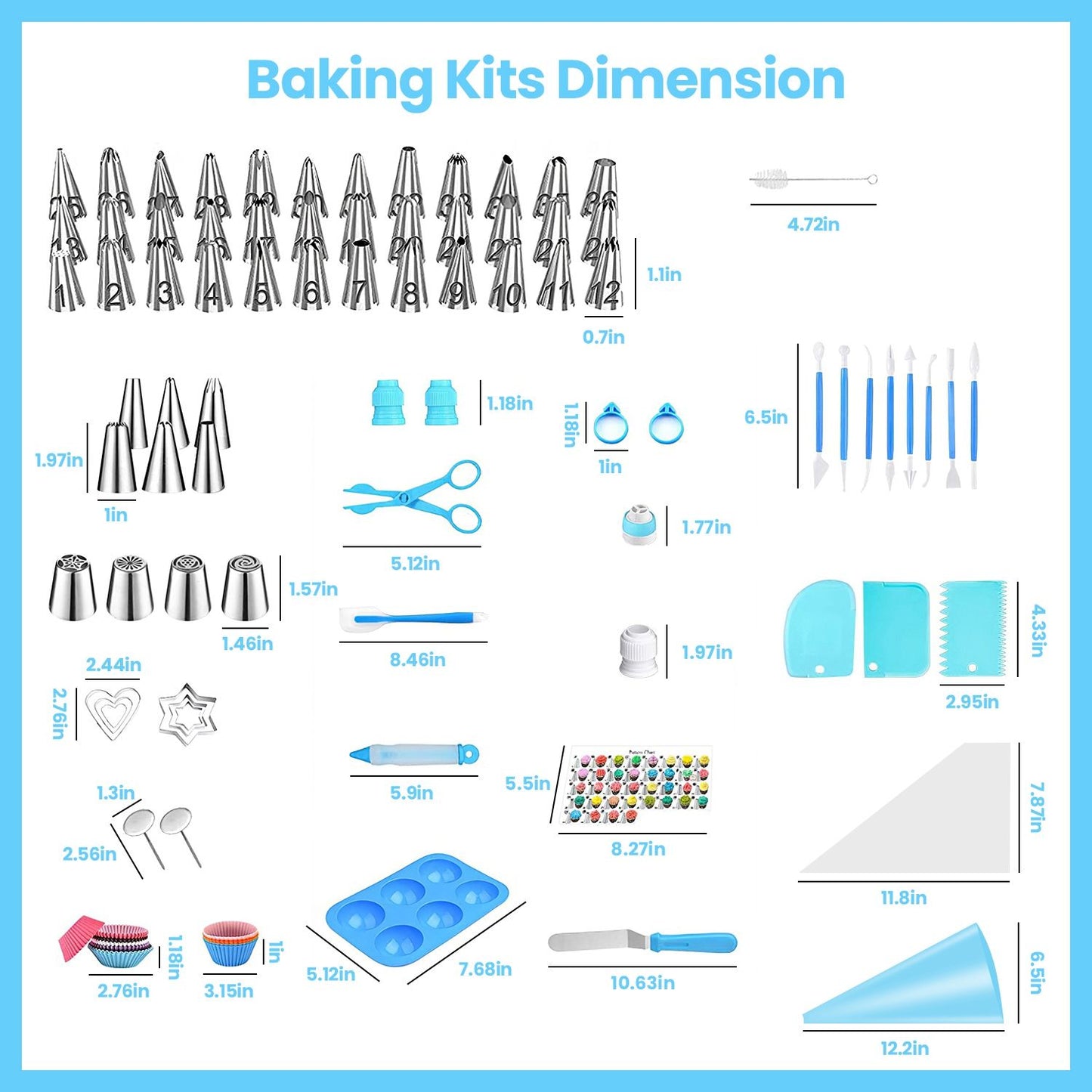 236 - Piece Baking Supplies Set - Cake Decorating Kit with Stainless Steel Tips, Piping Bags, Cookie Molds & More - Safe Materials - Beginner - Friendly with Pattern Chart & Storage Box