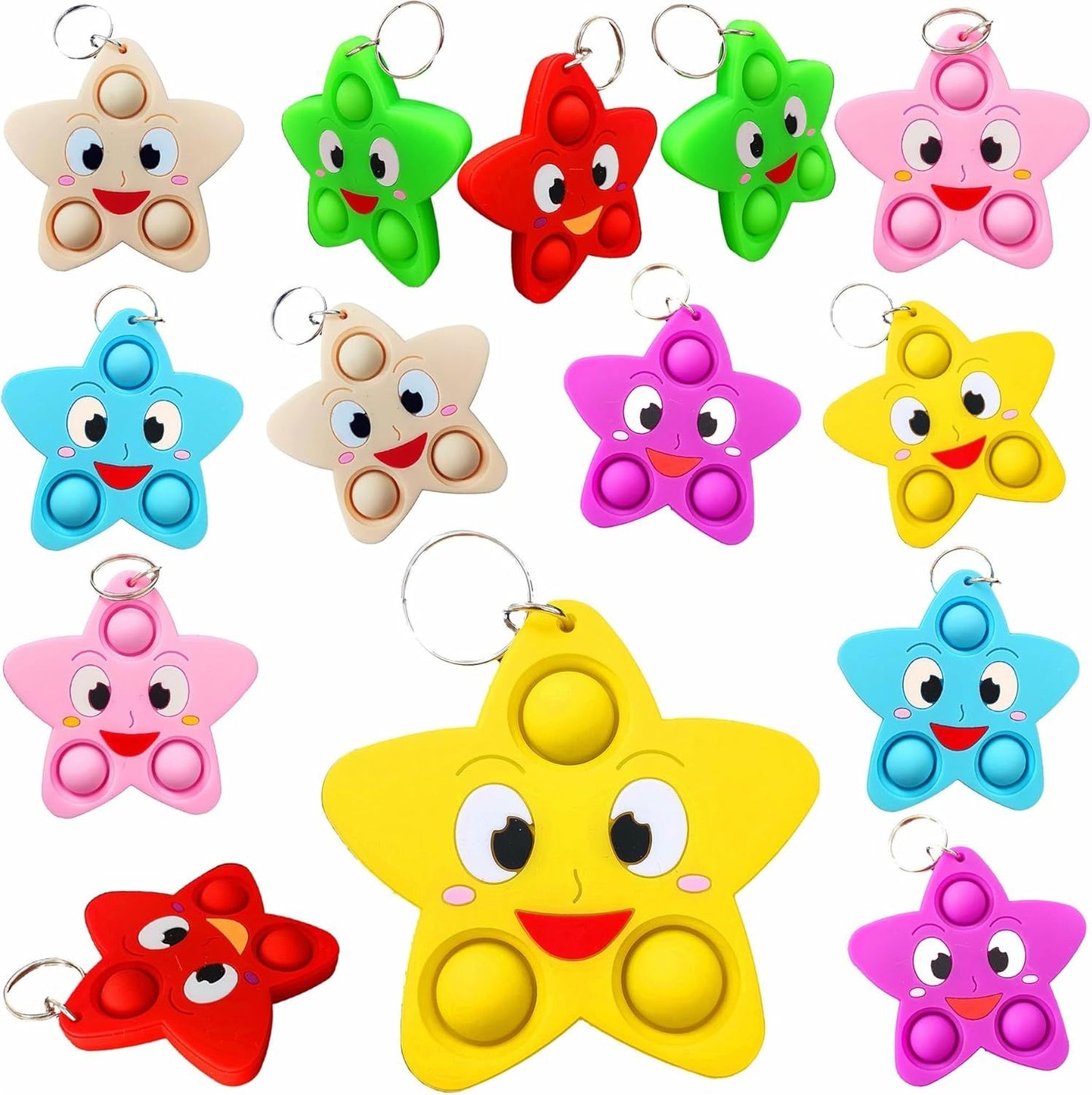 24 Packs Wish Sky Stars Students Christmas Gifts Bulk Rainbow Fidgets Gifts, Pop Holiday Classroom Prize Party Favors for Kids