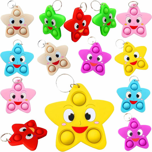 24 Packs Wish Sky Stars Students Christmas Gifts Bulk Rainbow Fidgets Gifts, Pop Holiday Classroom Prize Party Favors for Kids