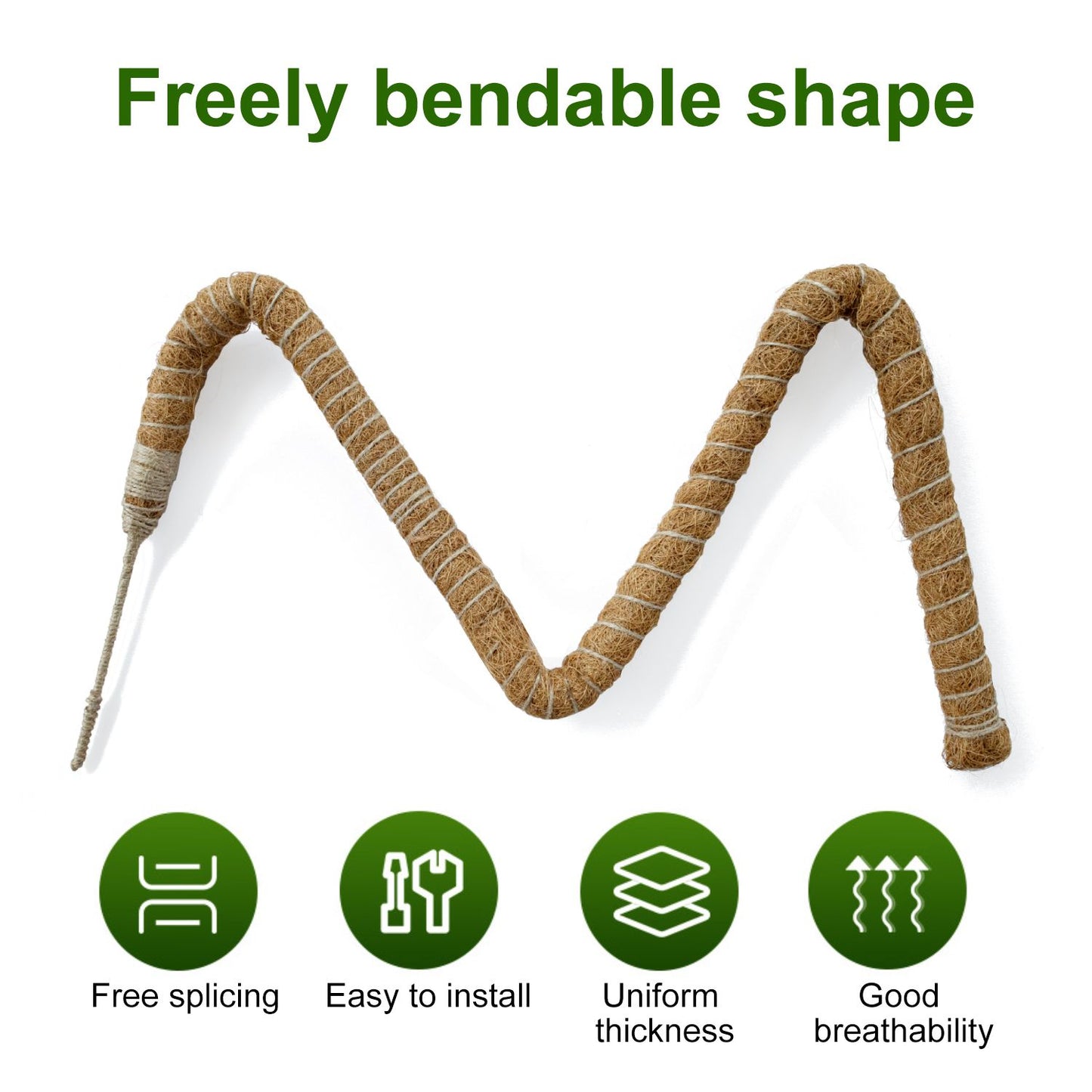 27.6inch Bendable Coconut Coir Stick with Hemp Rope The Ideal Plant Support, Natural and Eco-Friendly, Easily Create a Green Space