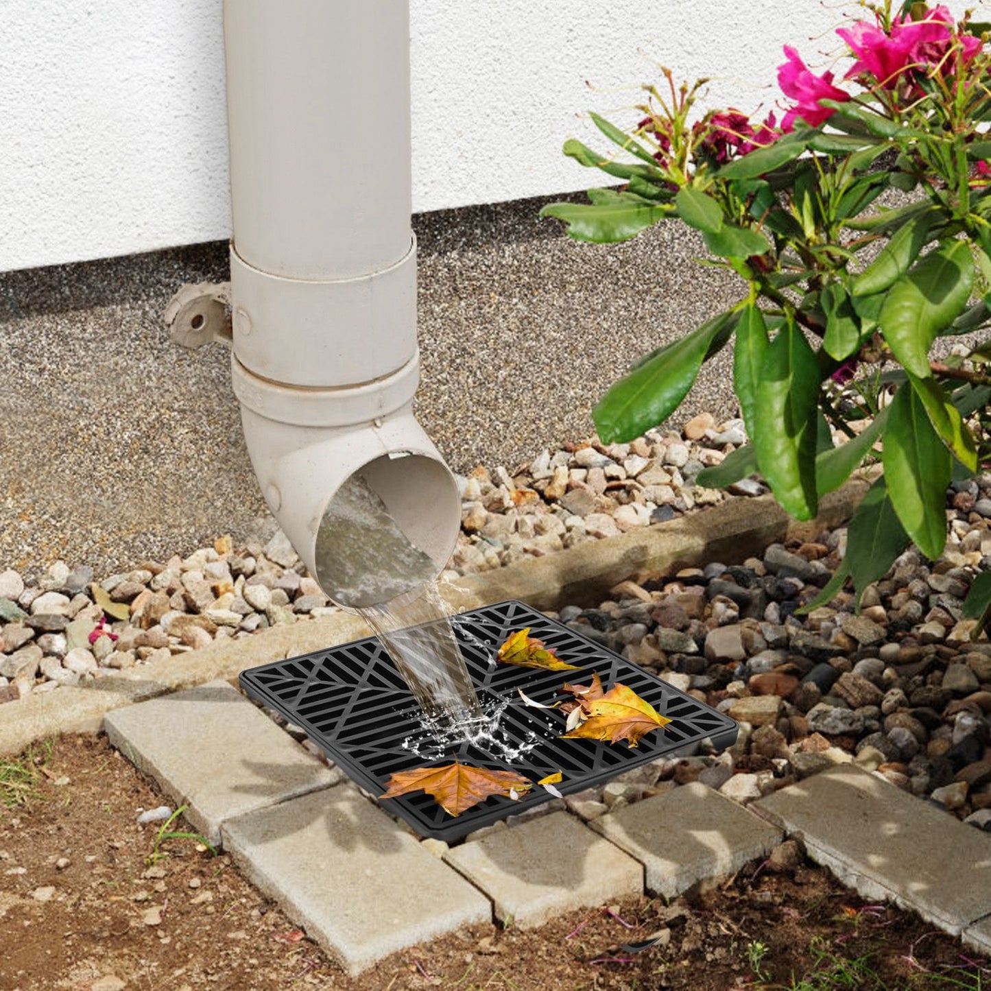 2Pcs 4.9FT Flexible Extendable Hose Gutter Downspout Extension Low Profile No Deep Digging Catch Basin Downspout Extender with  For House Foundation Protection