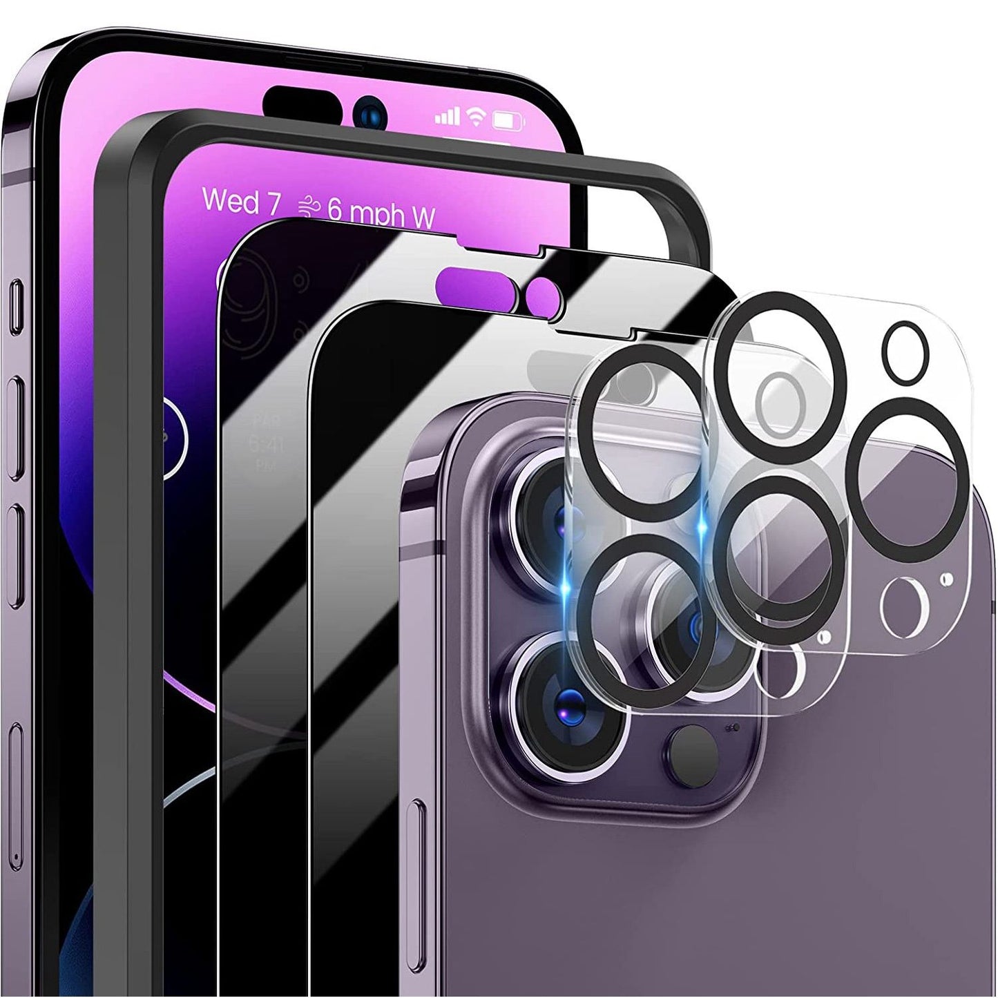 2Pcs Privacy Screen Protectors And 2Pcs Camera Lens Tempered Glass Screen Film Full Coverage Screen Protector