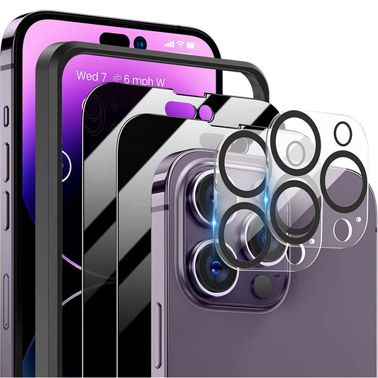 2Pcs Privacy Screen Protectors And 2Pcs Camera Lens Tempered Glass Screen Film Full Coverage Screen Protector