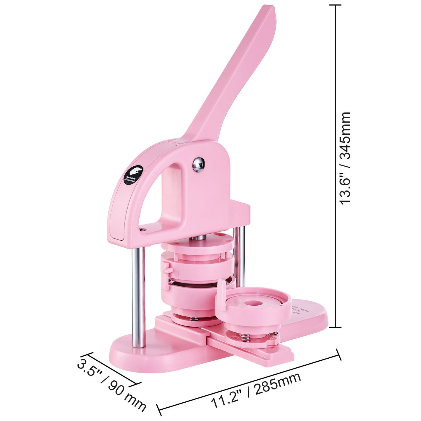3-IN-1 Button Maker, 1/1.25/2.28 inch(25/32/58mm) Pin Maker, 300pcs Button Parts,Button Maker Machine with Panda Magic Book, Ergonomic Arc Handle Punch Press Kit, For Children DIY Gifts, Pink