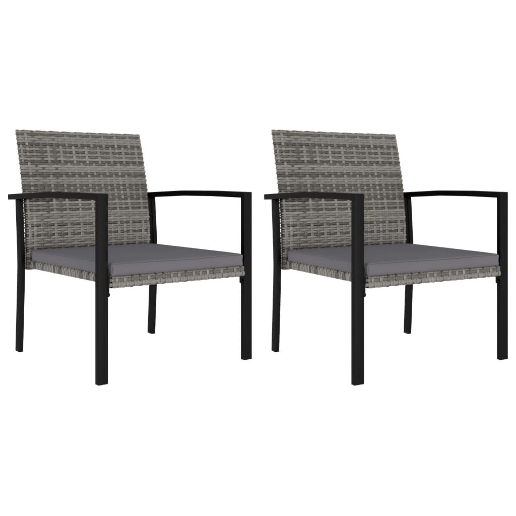 3 Piece Patio Dining Set Poly Rattan Gray