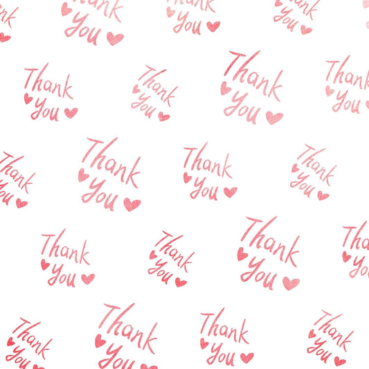 30 Sheets 20" x 28" White with Metallic Pink Thank You Tissue Paper Bulk, Pink Gift Wrapping Tissue for Packaging, Gift Bags, Graduation, Birthday, Thanksgiving