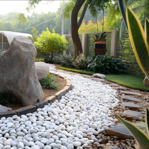 38 lbs White River Rocks, 2-3 inch Polished Pebbles - Versatile for indoor/outdoor use. Ideal for plant decor, vases, aquariums, and creating serene garden landscapes.