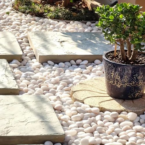 38 lbs White River Rocks, 2-3 inch Polished Pebbles - Versatile for indoor/outdoor use. Ideal for plant decor, vases, aquariums, and creating serene garden landscapes.