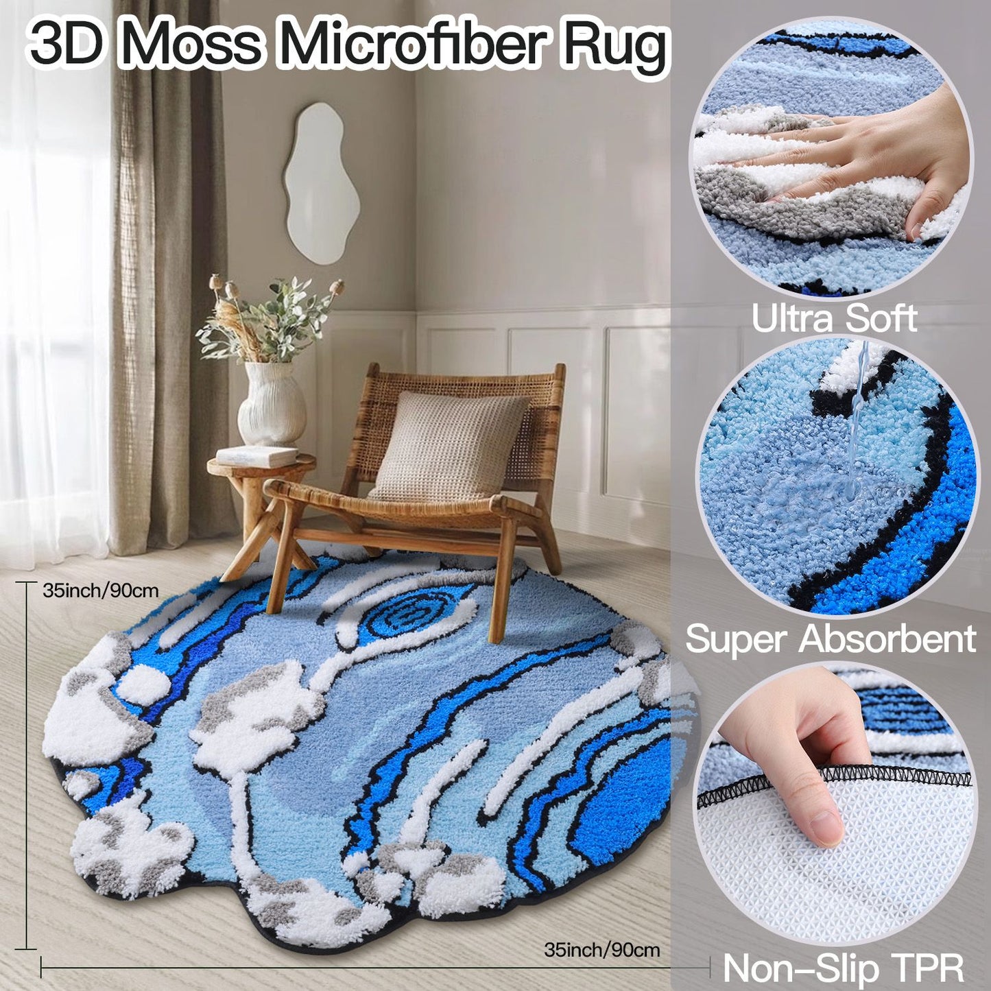 3D Colorful Cartoon Rugs, Colorful Flower Floor Mats, Cute and Beautiful Bedroom Rugs, Super Soft Bedroom Area Rugs, Non-Slip Quick Drying Long Bath Mats, Bathroom Kitchen Long Runner Mats