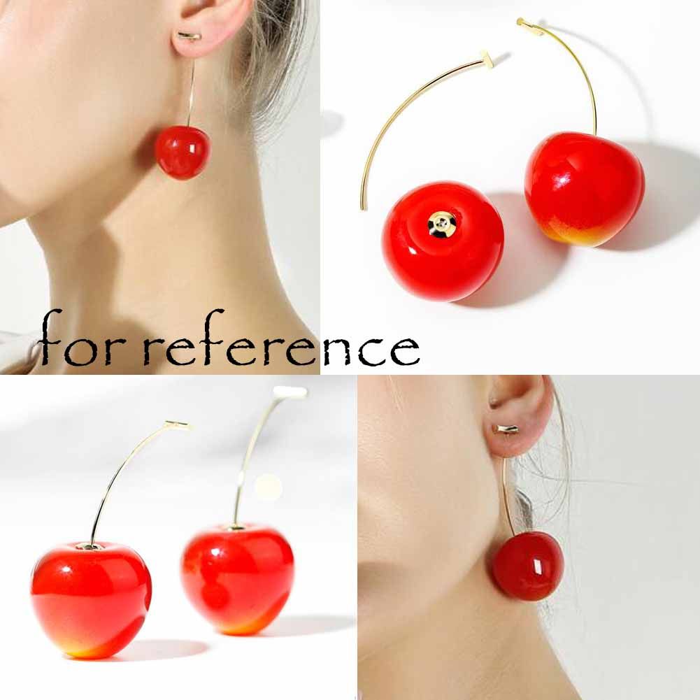 3D Lifelike Cute Red Cherry Earring Fruit Drop Dangle Earring Resin Studs Earrings for Women Jewelry Gift