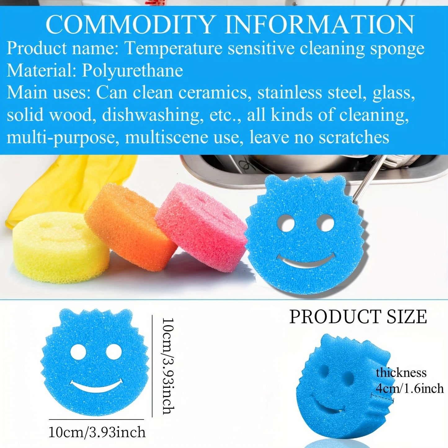 4/ 8 Pcs, Dishwashing Sponge Set, Various Color Packaging (Non-Scratch Multi-Purpose Dishwashing Sponge Made of Polymer Foam - Stain And Odor Resistant Kitchen Sponge for Cleaning.