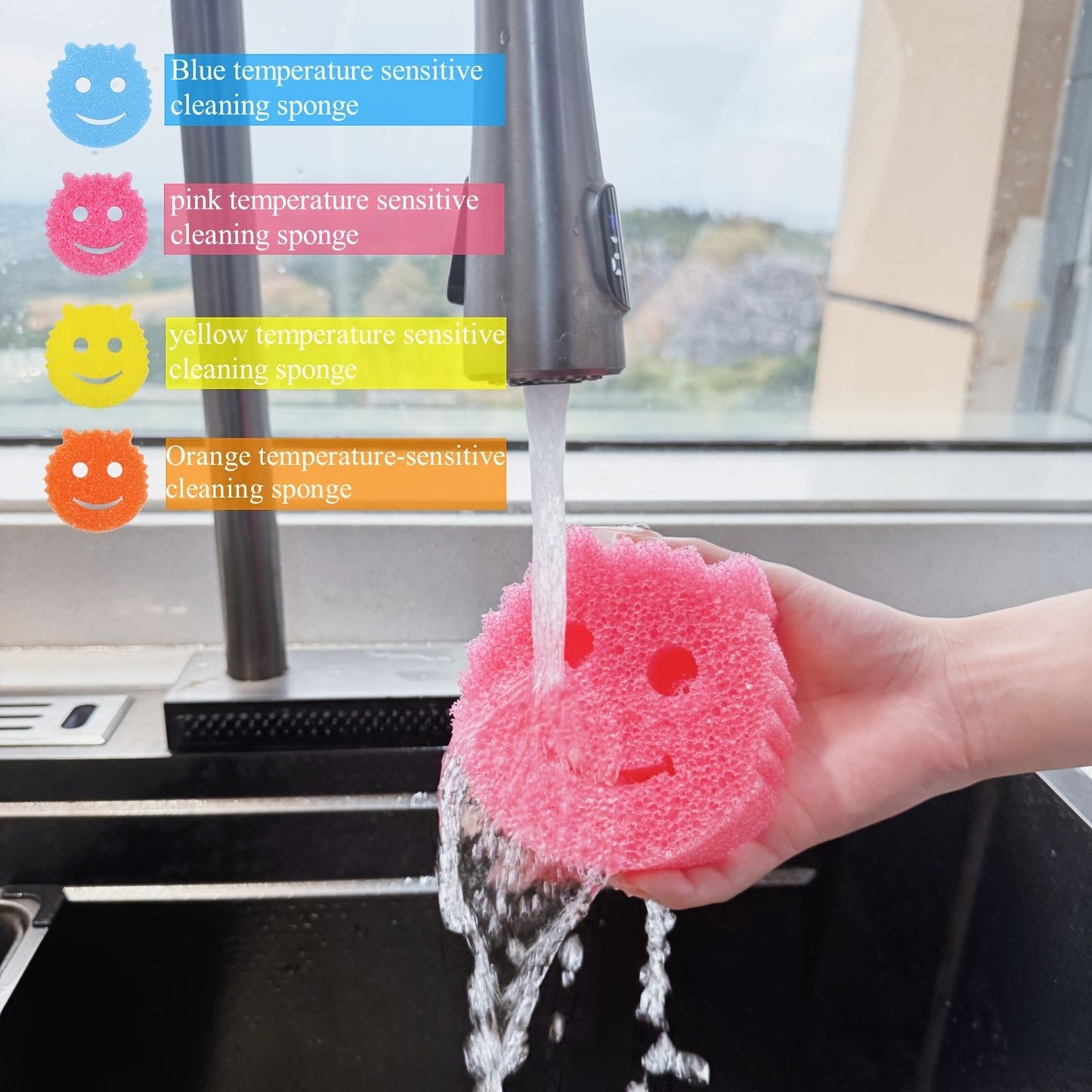 4/ 8 Pcs, Dishwashing Sponge Set, Various Color Packaging (Non-Scratch Multi-Purpose Dishwashing Sponge Made of Polymer Foam - Stain And Odor Resistant Kitchen Sponge for Cleaning.