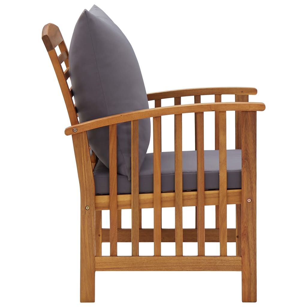 4 Piece Patio Lounge Set with Cushions Solid Acacia Wood
