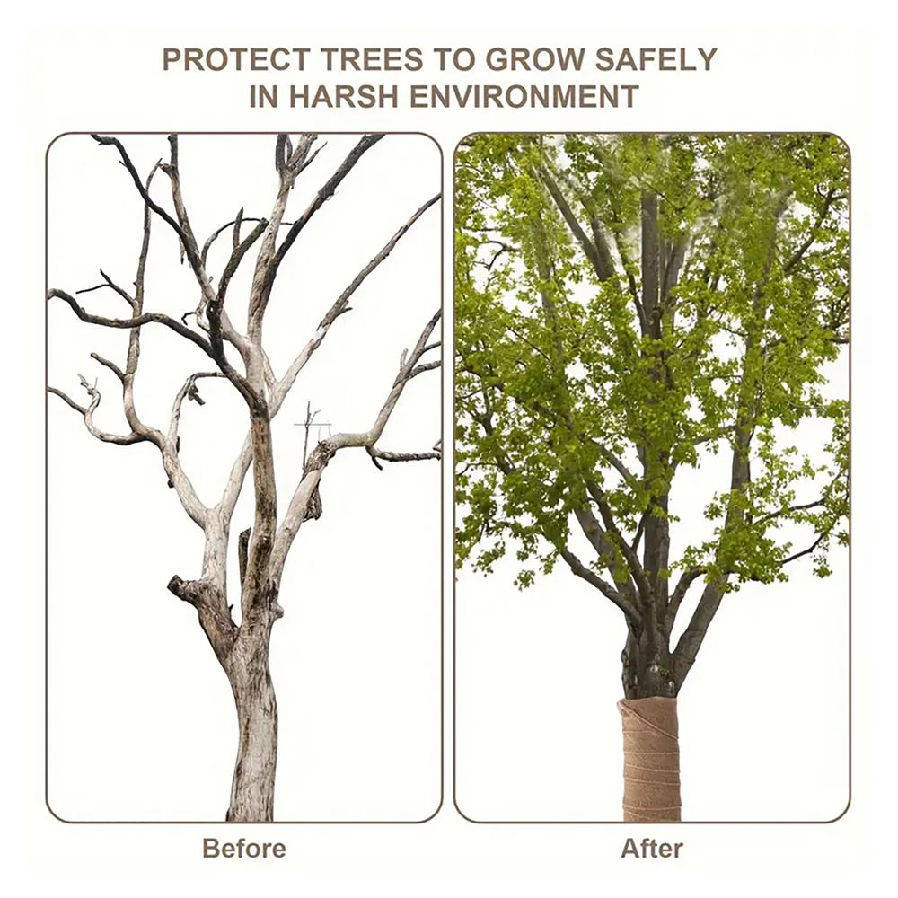 4 rolls 7.8inch*9.8ft Jute Tree Trunk Wrap, Plant and Tree Protection Rope, Biodegradable Gardening Material, Protects Against Wind and Sun, Suitable for Fruit Trees