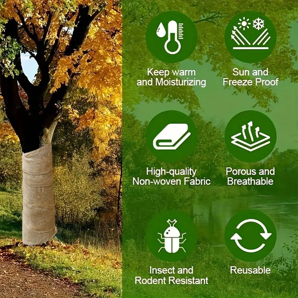4 rolls 7.8inch*9.8ft Jute Tree Trunk Wrap, Plant and Tree Protection Rope, Biodegradable Gardening Material, Protects Against Wind and Sun, Suitable for Fruit Trees