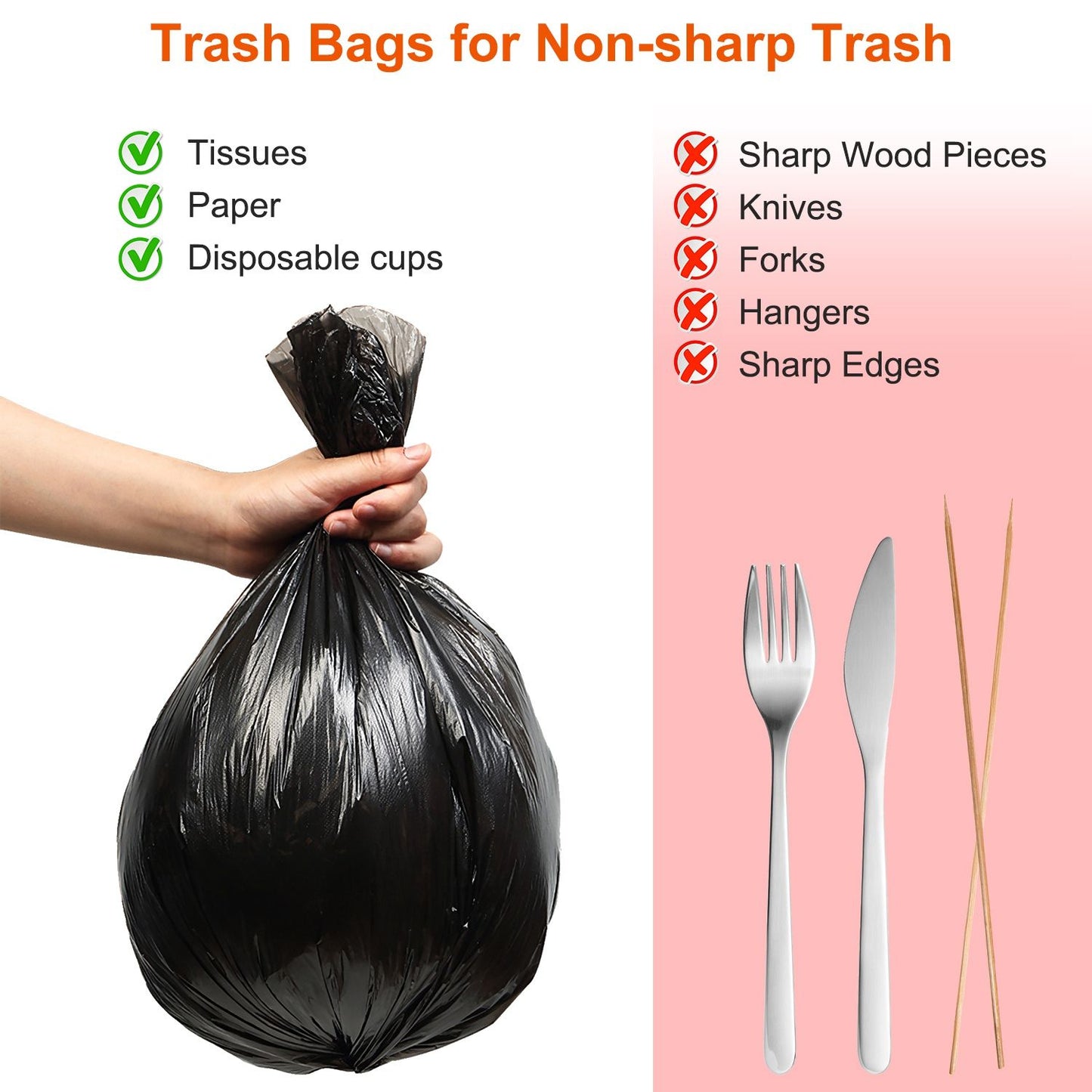 4 Rolls Black Garbage Bags 6.18 Gallons Unscented Disposable Trash Bags Portable Leak Resistant Trash Can Liners for Bathroom Office Kitchen Bedroom Camping