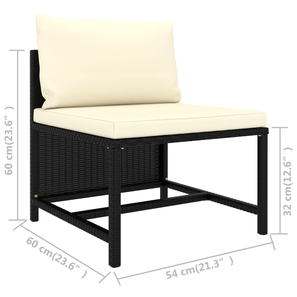 4-Seater Patio Sofa with Cushions Black Poly Rattan
