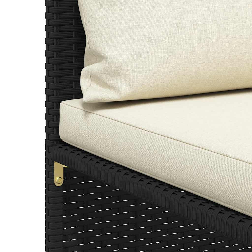 4-Seater Patio Sofa with Cushions Black Poly Rattan